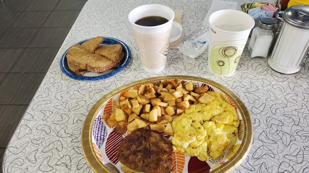 Lisa's Breakfast Sausage Eggs & Home Fries w Wheat Toast